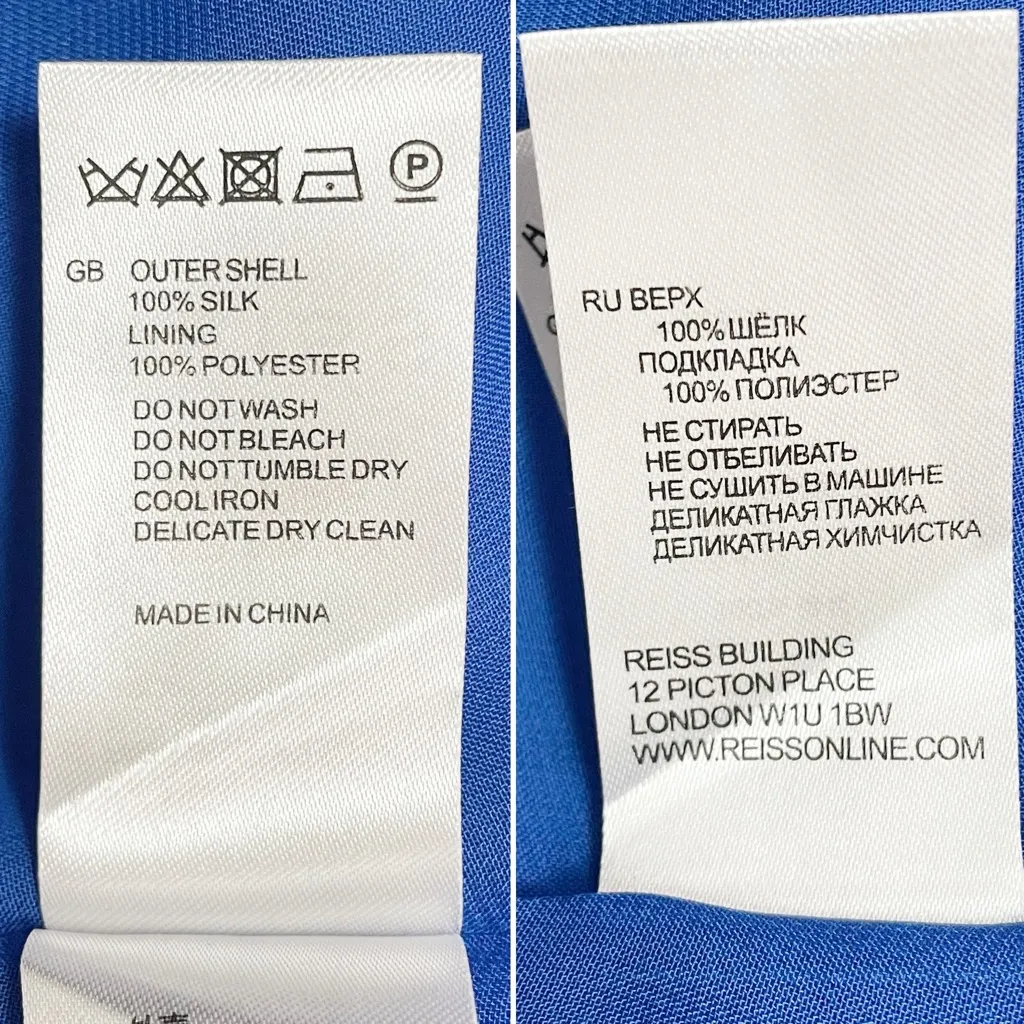 Reiss Thena Royal Blue Silk Midi Dress Size 8 Sheer Belted Overlay Fit & Flare - Image 14