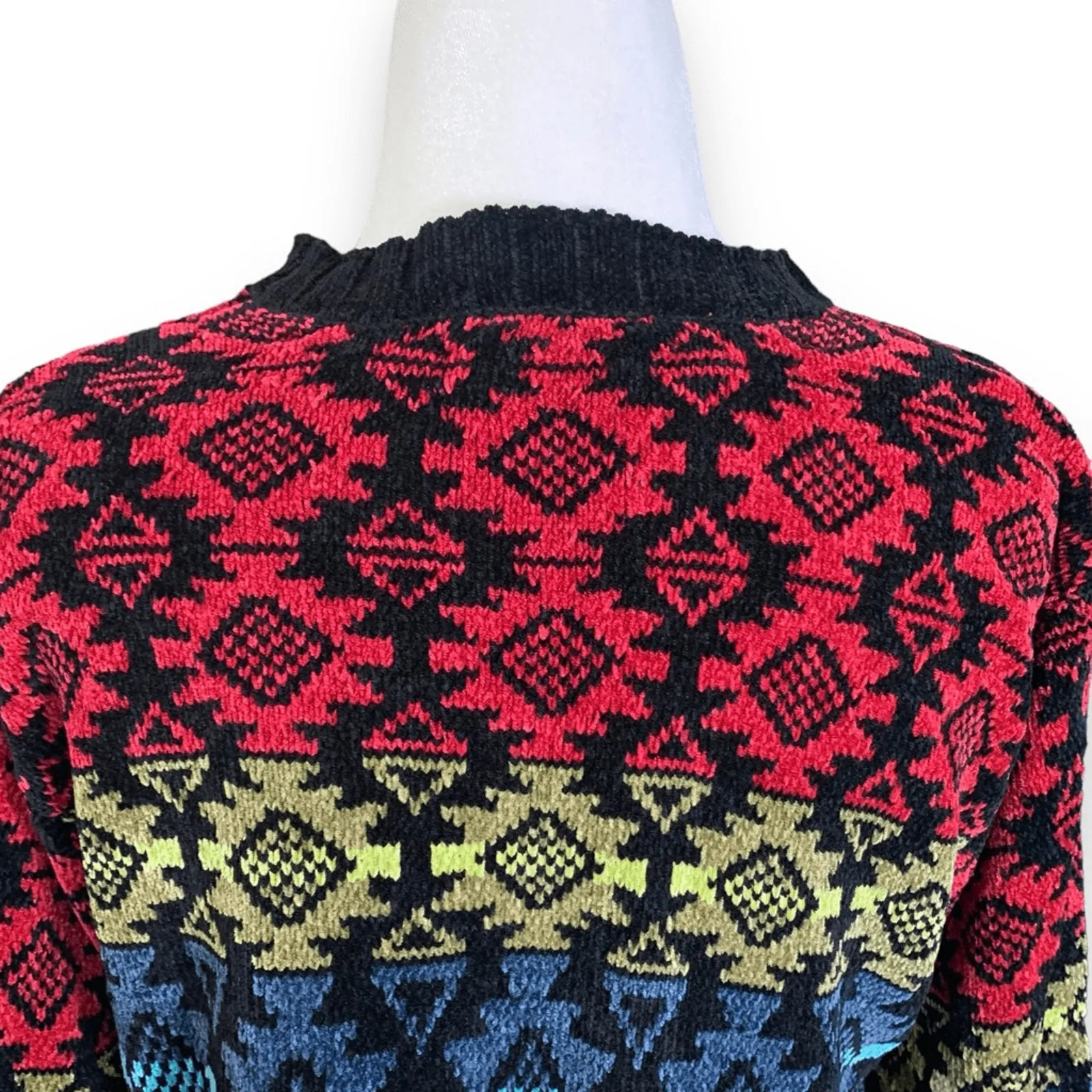 Vintage Cambridge Dry Goods Southwestern Geometric Knit Crewneck Sweater Medium Black - Image 5