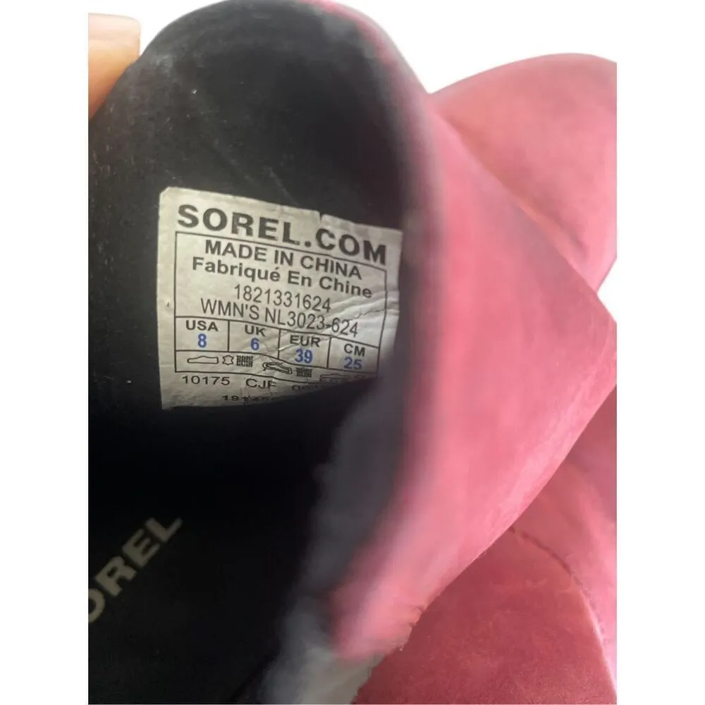 Sorel Joan of Artic Wedge Ankle Boots Red Wine Size 8 - Image 6