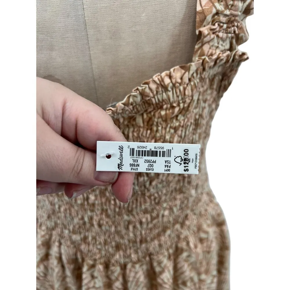 Madewell Linen-Blend Lucie Smocked Tank Mini‎ Dress in Painted Seashells XXL - Image 13