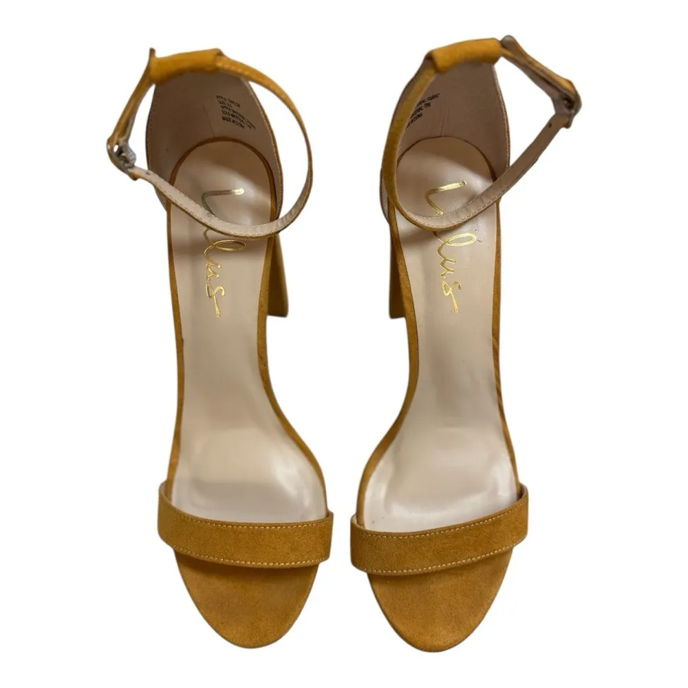 Lulus Taylor Mustard Yellow Suede Ankle Strap Heels Size 8.5 - Image 5