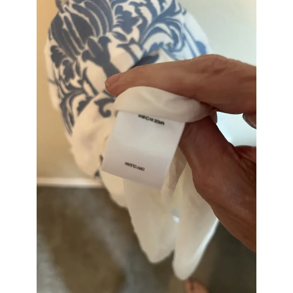 A Loves A Coastal Wrap Corset Dress Womens Size L Blue White Embroidered Floral - Image 10