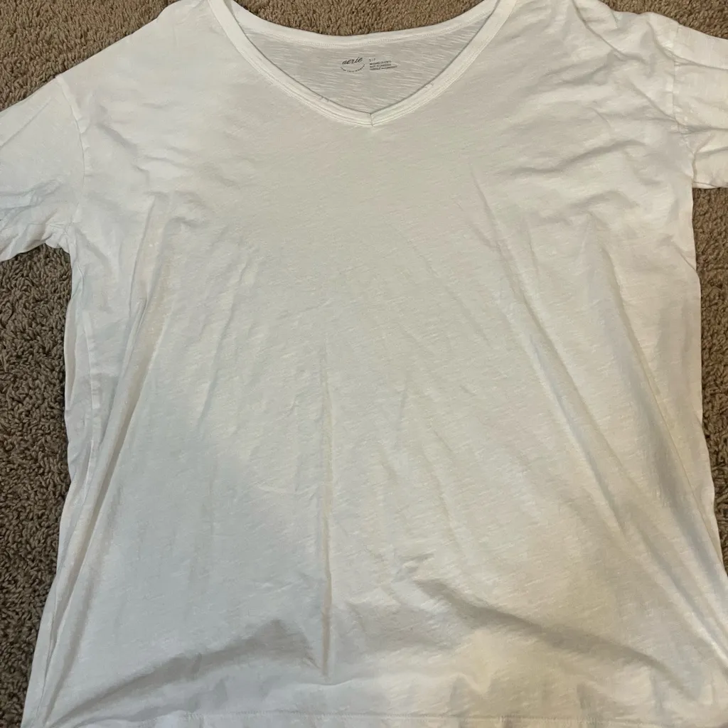 Aerie White V-Neck T-Shirt - Image 2