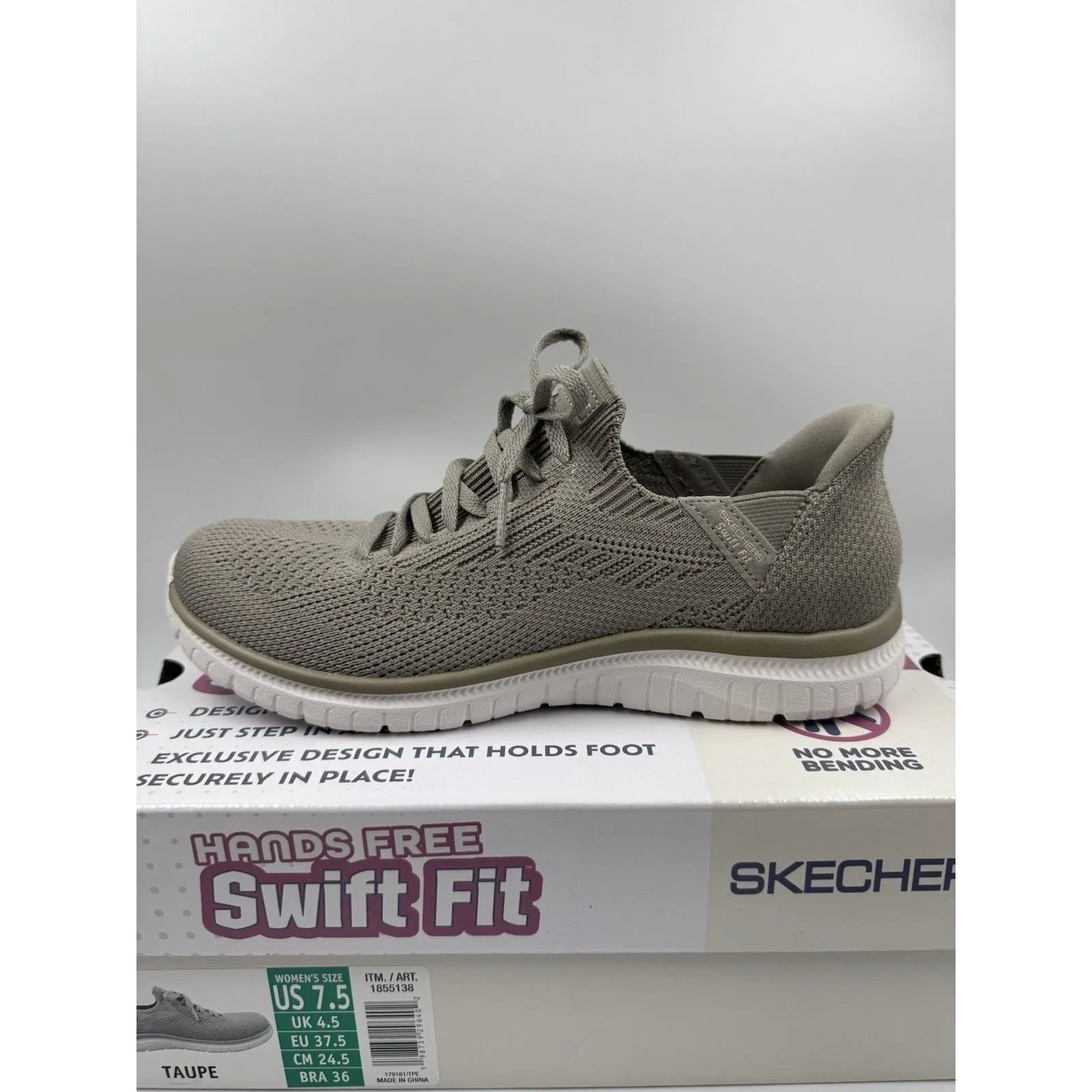 Skechers Women's Taupe Virtue Swift Fit Sneaker Hands Free Memory Foam Size 7.5 - Image 14