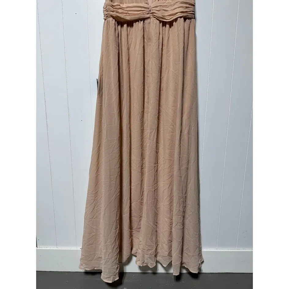 Lulus Maxi Dress Blush Pink Pleated V Neck Empire Waist Formal Evening - Image 10