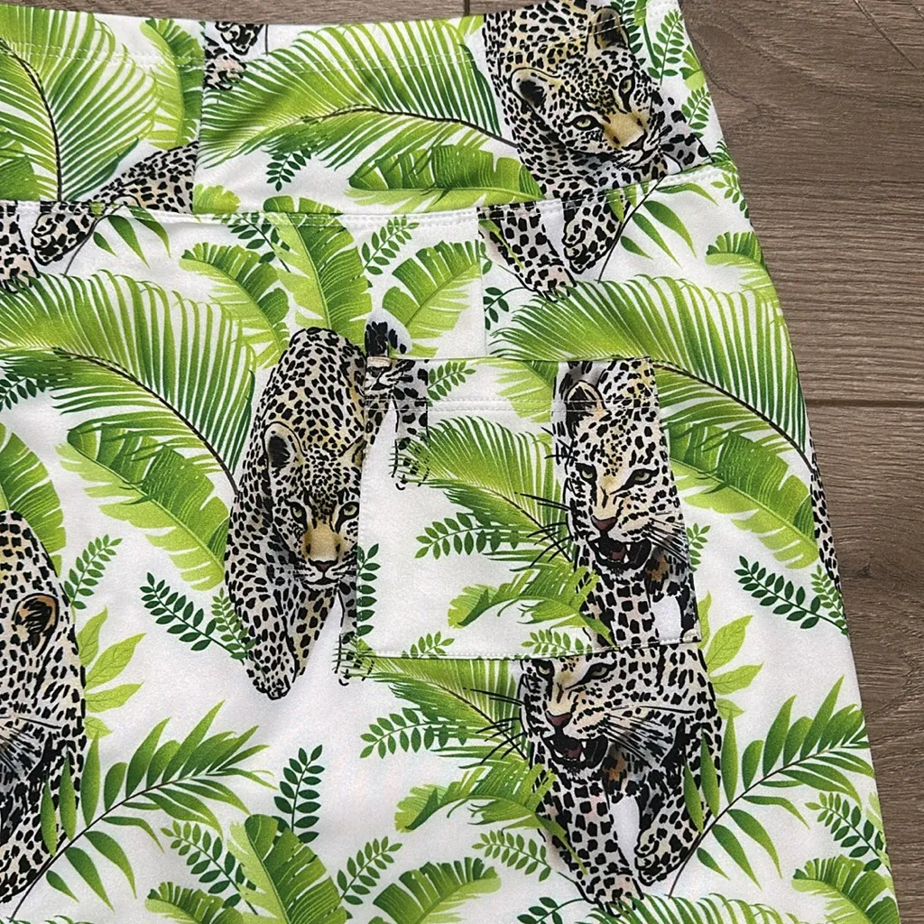 B Skinz 17” High Rise Jungle Tiger Print Golf Skirt Skort Green White Medium‎ - Image 3