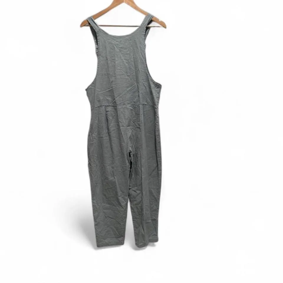 Light Blue Fish Pattern Jumpsuit Overalls Cotton Linen Boho Hippie Medium - Image 2