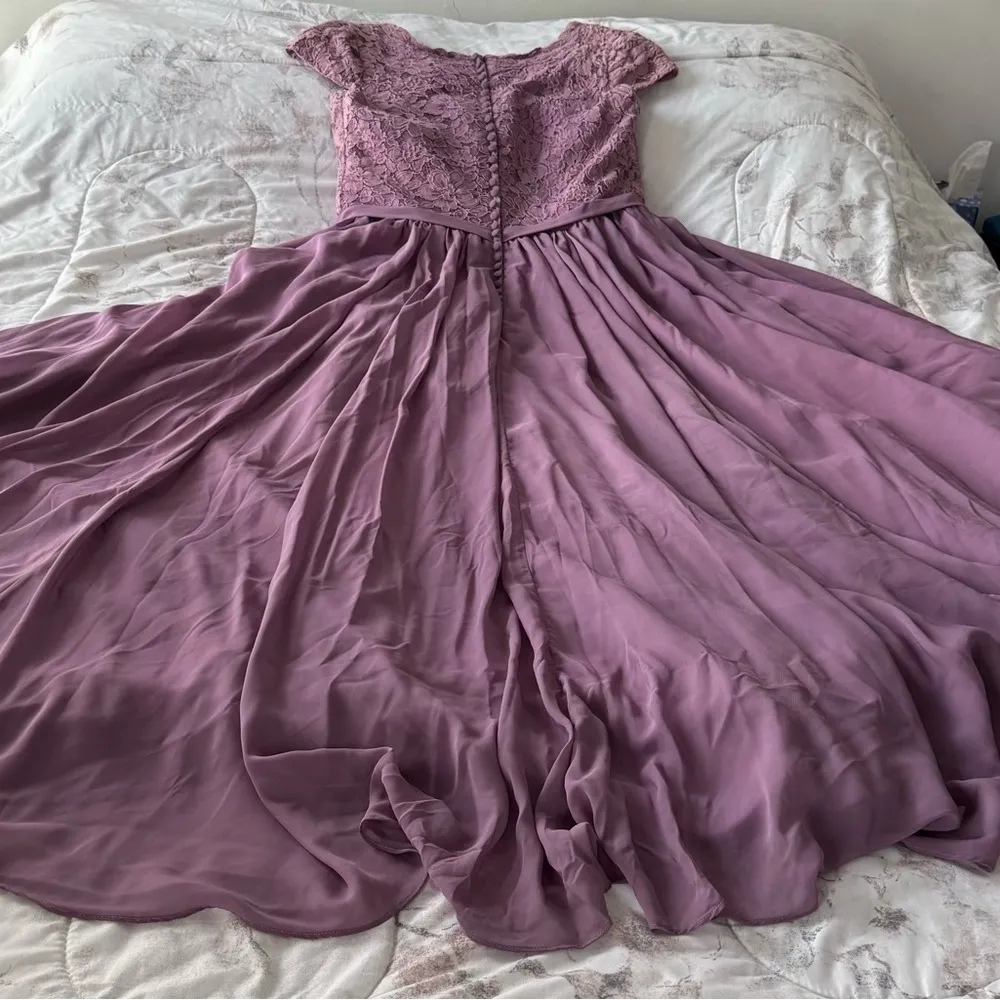 Vivienne Atelier lavender lace chiffon lined button back maxi dress, size L Purple Size L - Image 14