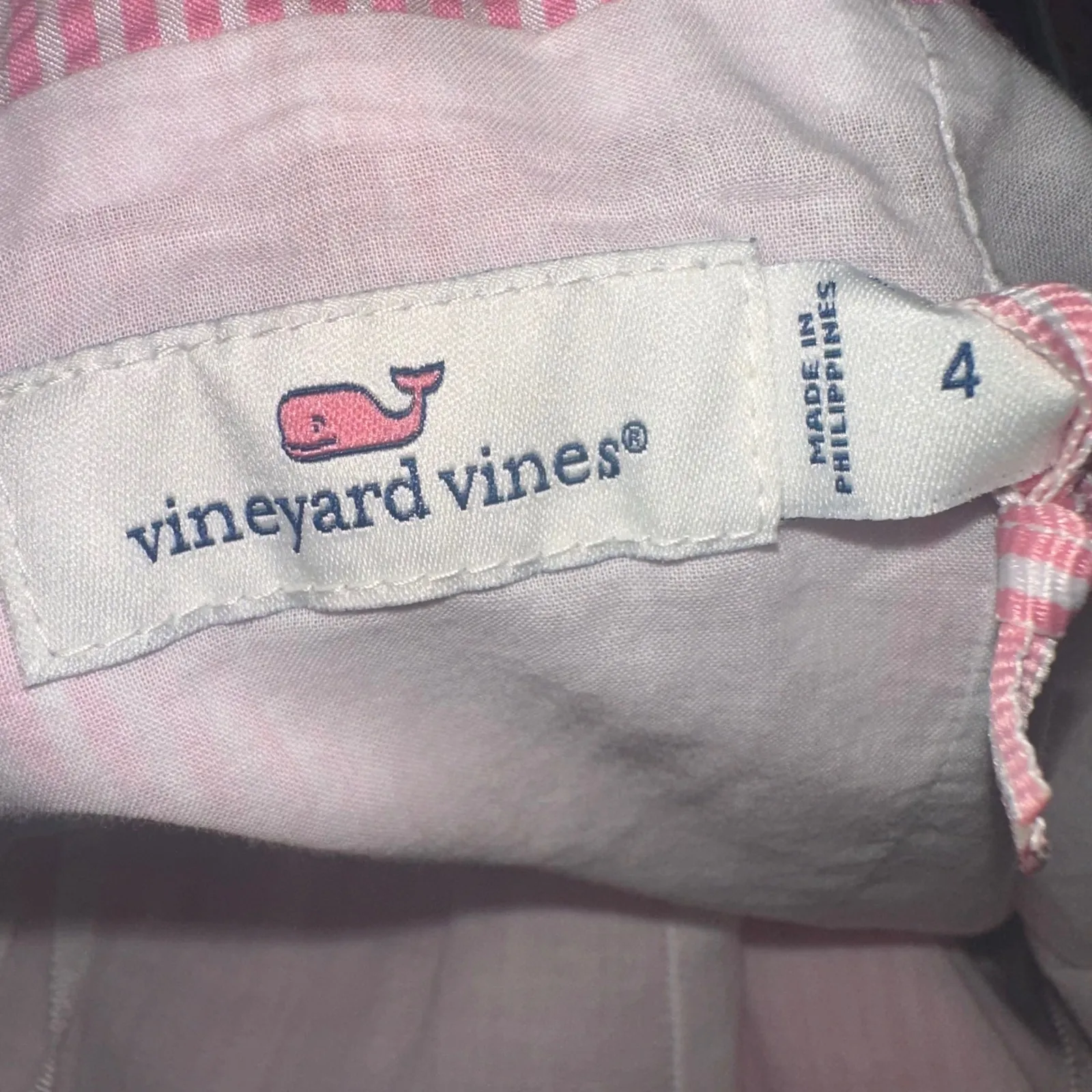 Vineyard Vines Seersucker Jumpsuit Tie-Waist Sleeveless Pink‎ White Size 4 - Image 8