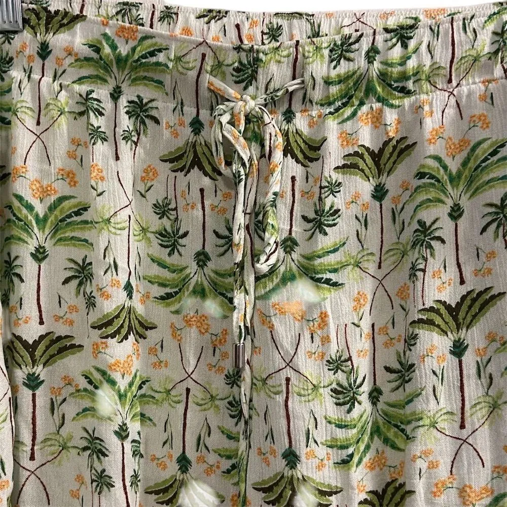Old Navy Women's XXL Tropical Floral High Waist Wide-Leg Pants Side Slits - Image 6