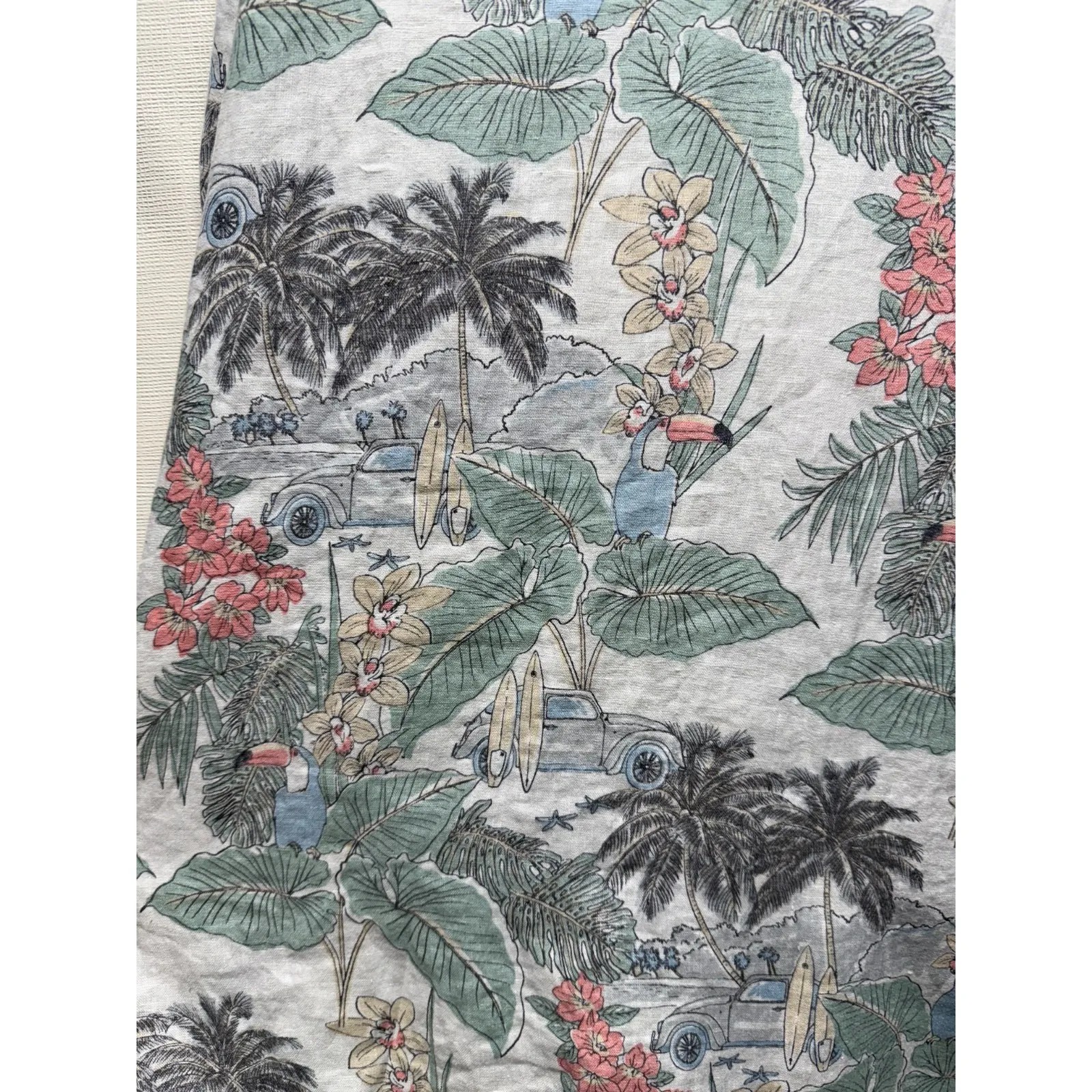 Artisan‎ NY 100% Linen Sleeveless Dress Sz L Blue Floral Beach Resort Artsy - Image 3