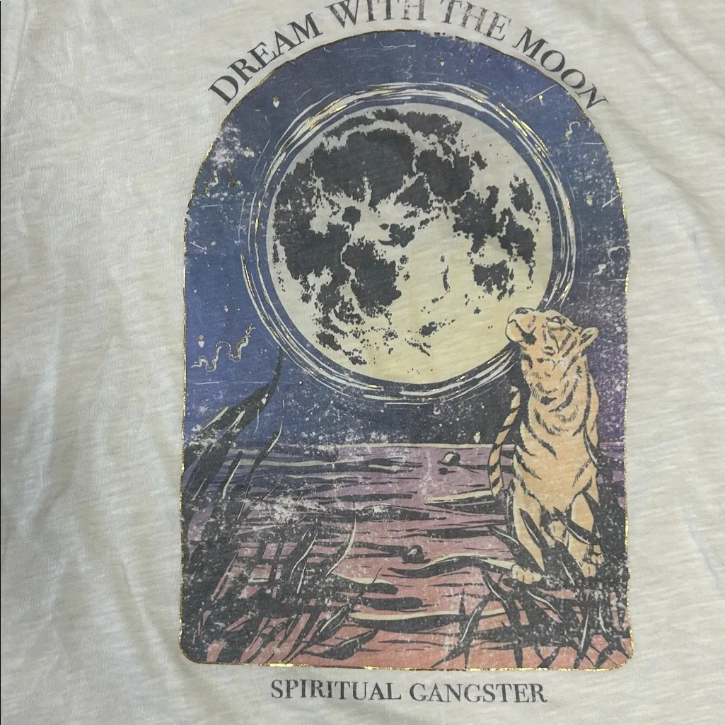 Spiritual Gangster Moon Graphic Tee - White and Purple - Image 4