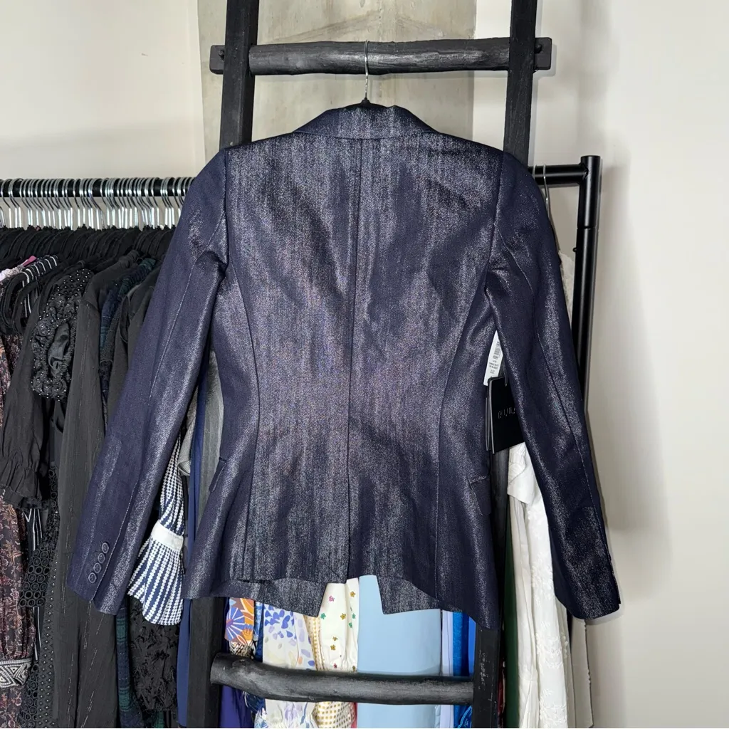 Talula Aritzia Blue Indigo Structured Single Button Blazer - Image 14