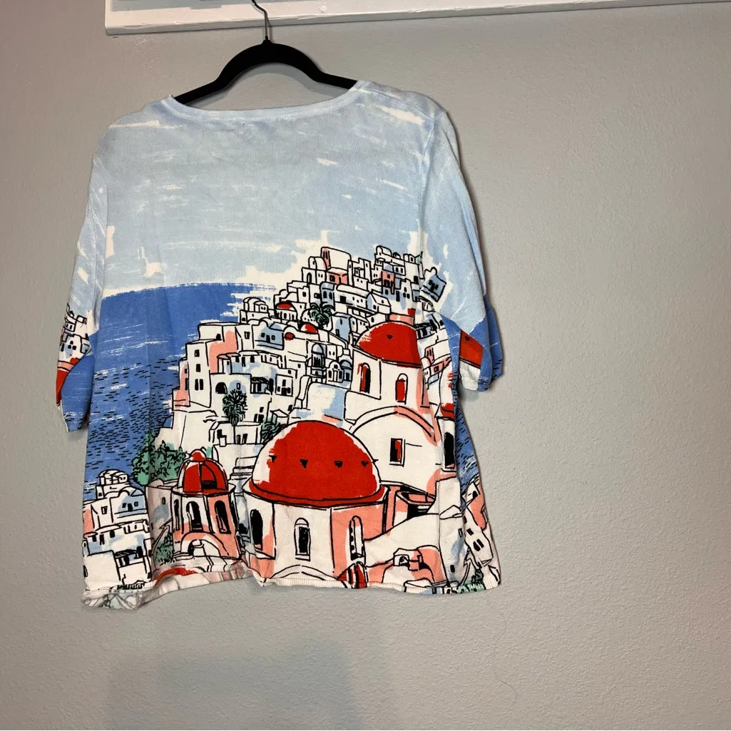 Joseph A Santorini Greece Sweater Size XL Skyline Cityscape Travel Europe - Image 4