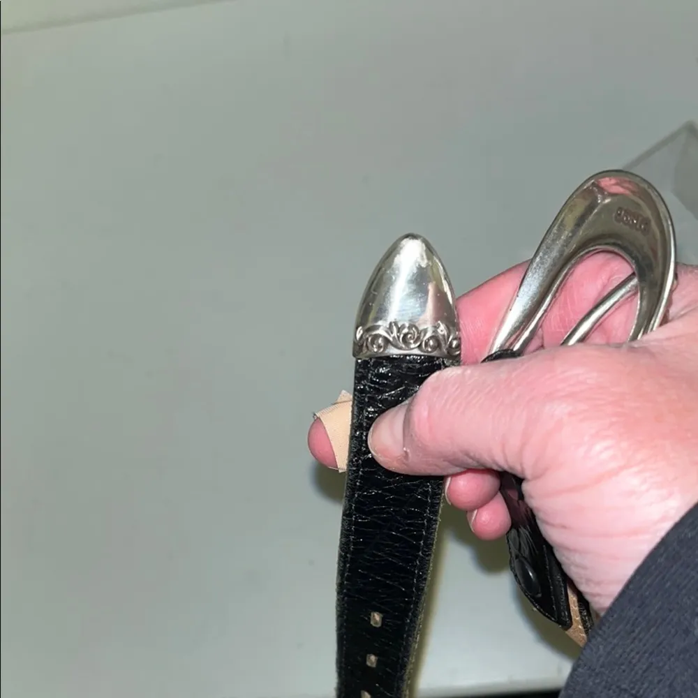 Brighton vintage 1996 Black Leather Belt with Silver Accents - Image 8