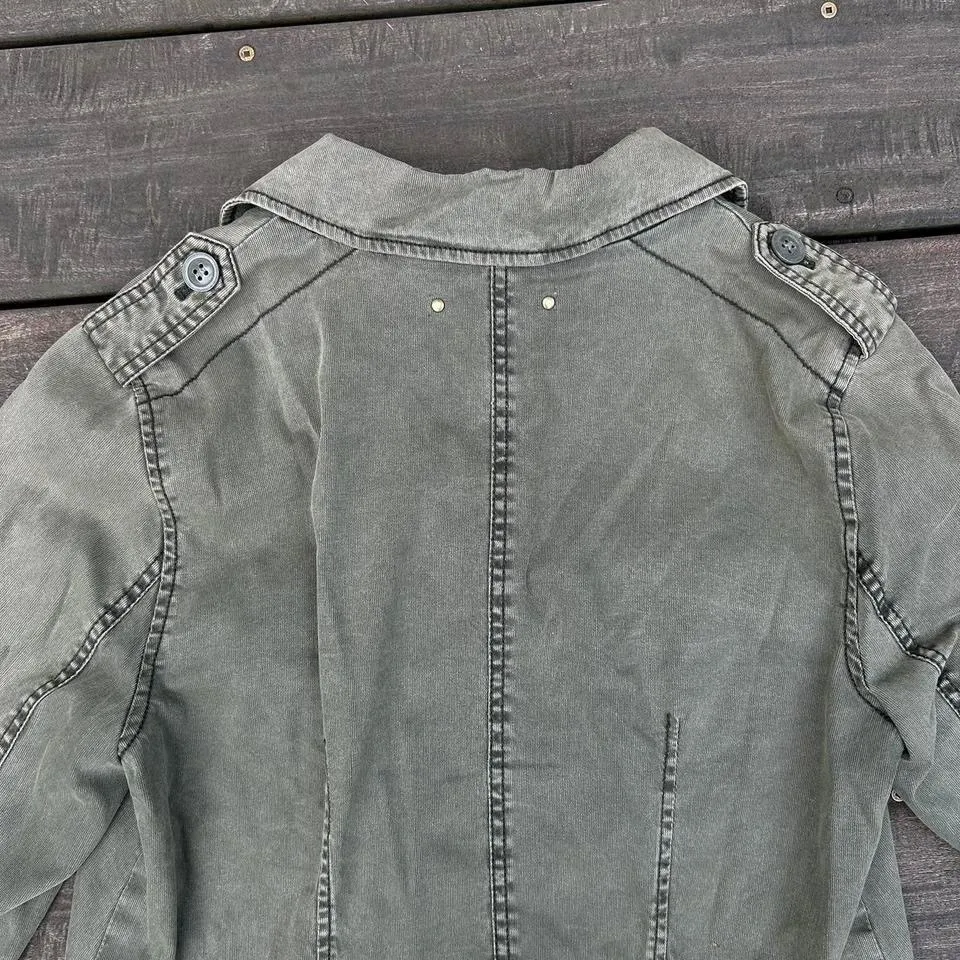 Army Green Hei Hei Anthropologie Cropped Denim Jacket Military Jacket - Image 6