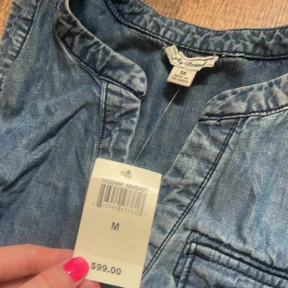 LUCKY BRAND Drawstring Sleeveless Denim Romper with Pockets medium NWT - Image 8