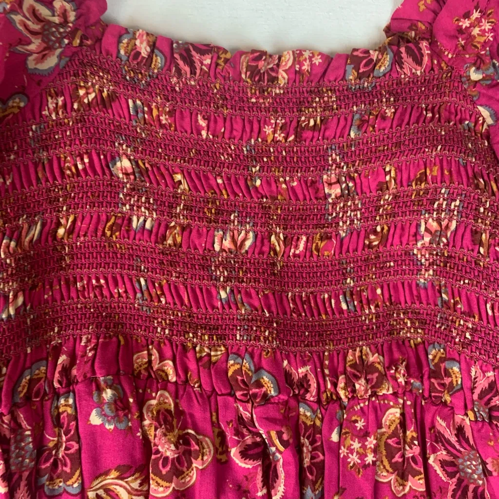 Free People Size small sweet escape Pink Floral Long Sleeve Dress boho doen - Image 11