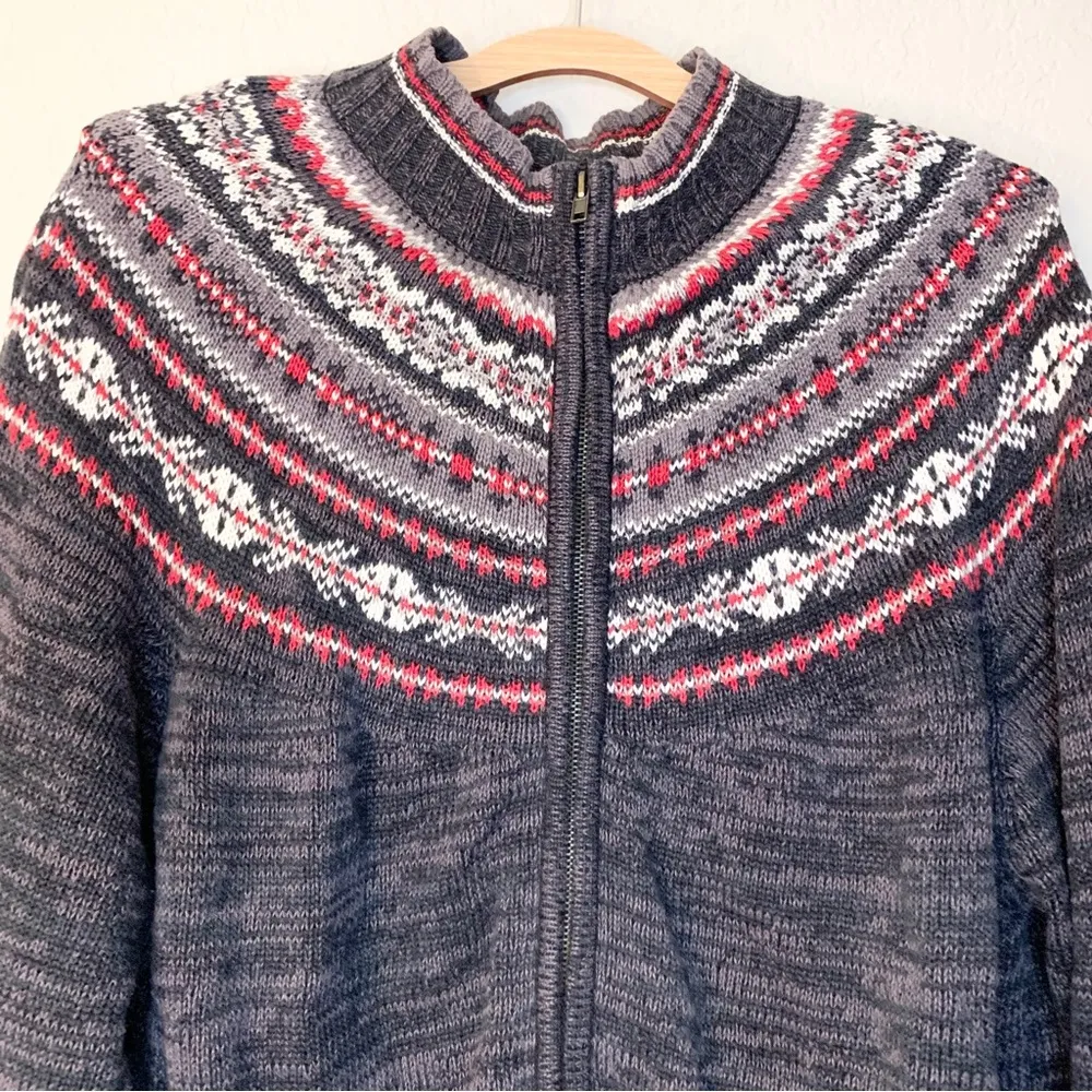 Vintage Fair Isle Sweater Full Zip Size L Size L - Image 3