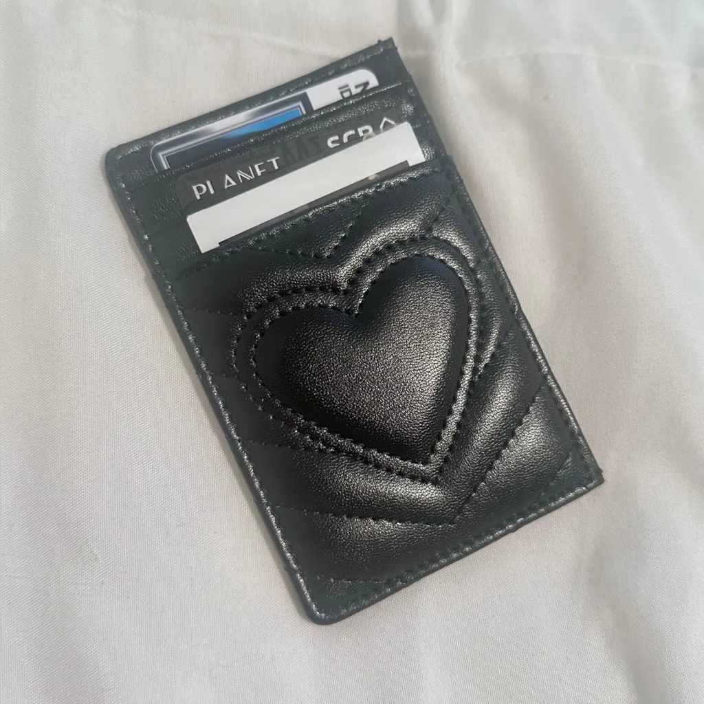 Black Quilted Leather Card Holder Wallet - Image 4
