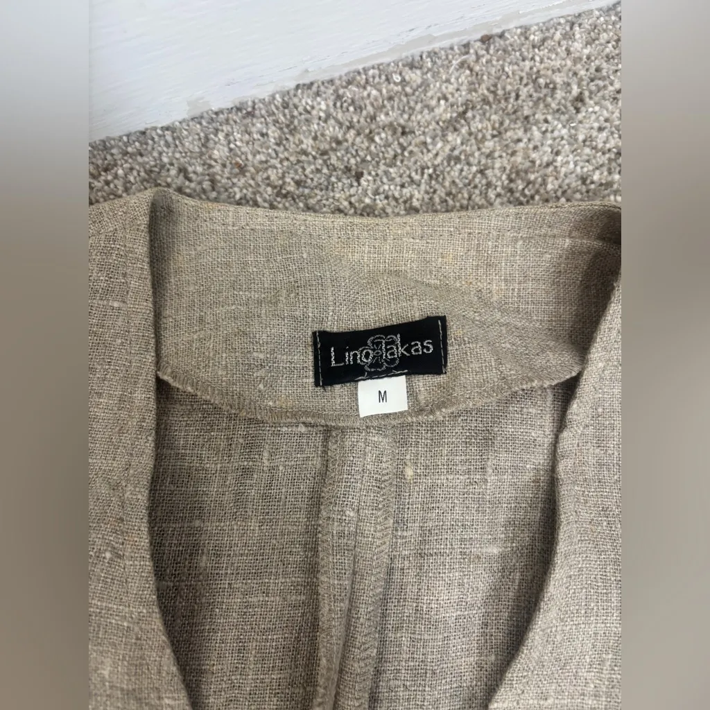 Linen Two Piece Matching Set Vest Shorts Softed Beachy Modern Medium - Image 3