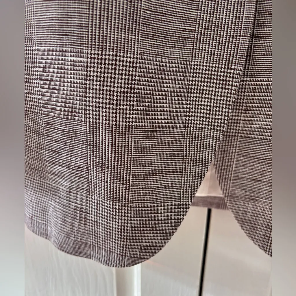 NEW Anine Bing Quinn Blazer in Brown Plaid NWT Size Large 100% Linen Two Button - Image 7