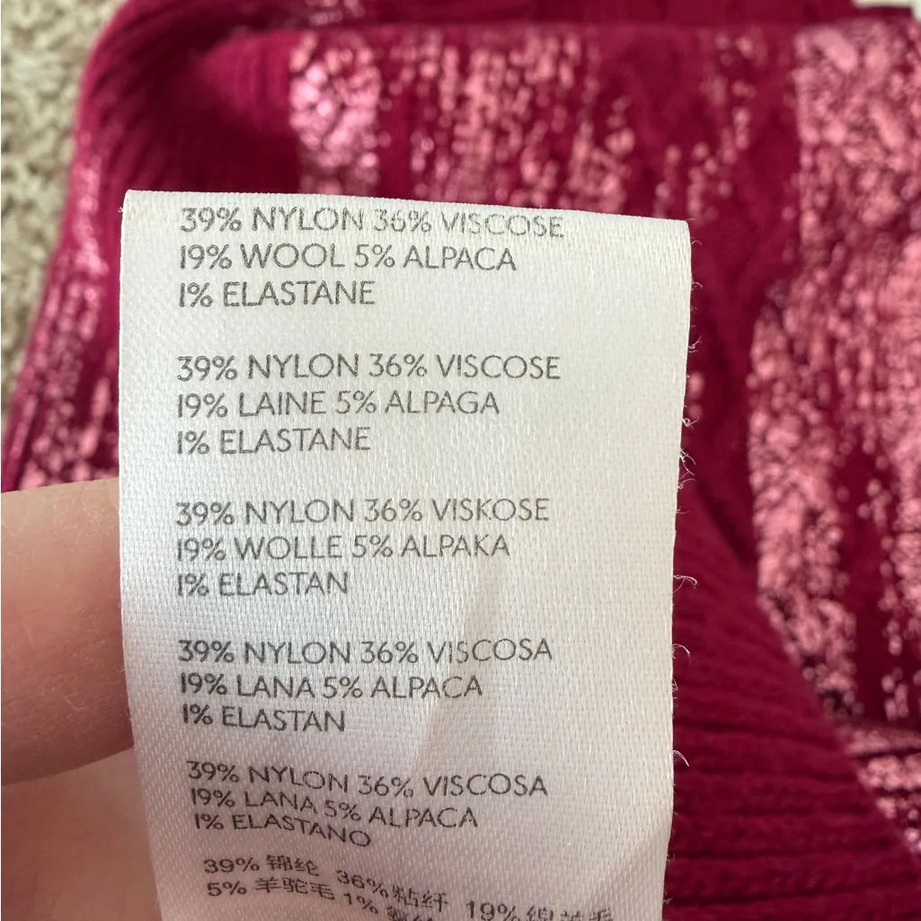 Anthropologie Rue Shimmer Cable Knit Skirt Size Medium Magenta Alpaca Wool G5 - Image 7