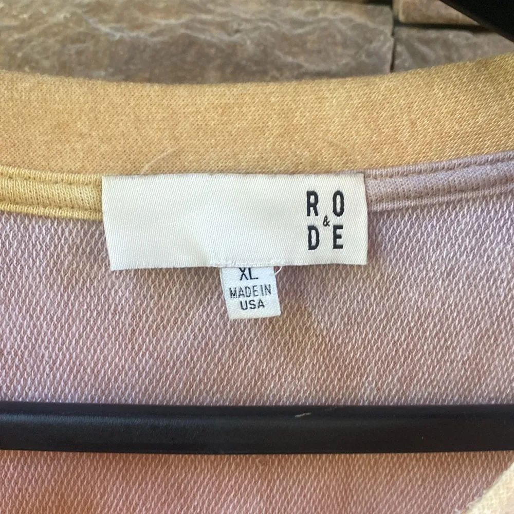 tie dye twist tuck waist crew neck top size XL purple yellow peach fall - Image 3