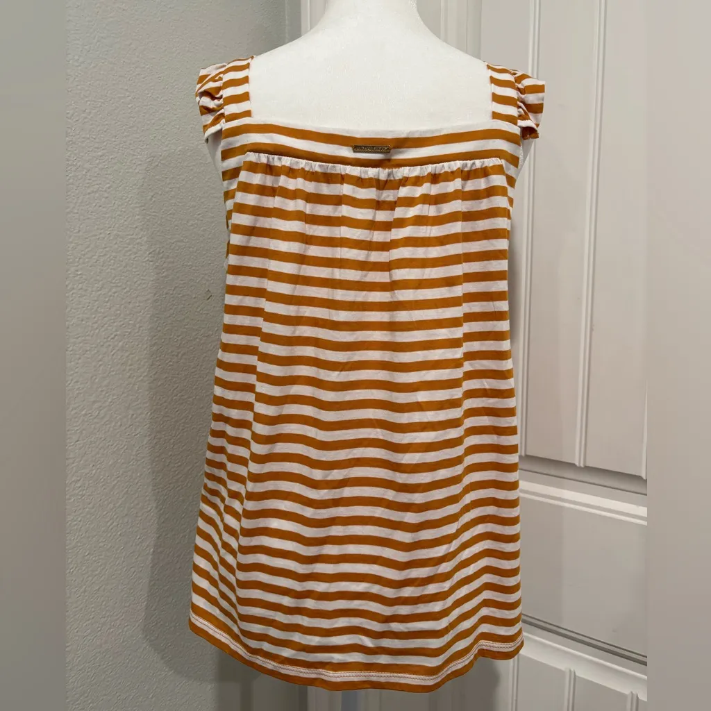 Michael Kors Orange and White Striped Top Size L - Image 2