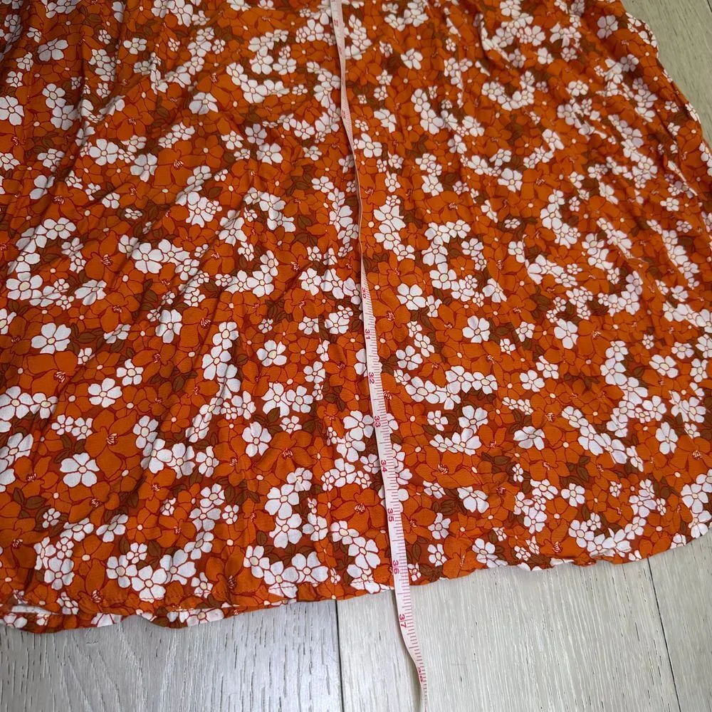 Faithfull the Brand Velika orange midi dress size 2 xs spring travel floral boho - Image 11