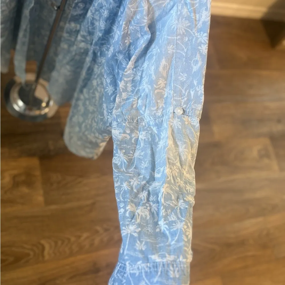 American Eagle Oversized Chambray Button-Down Shirt – Palm Print – Size Small - Image 5