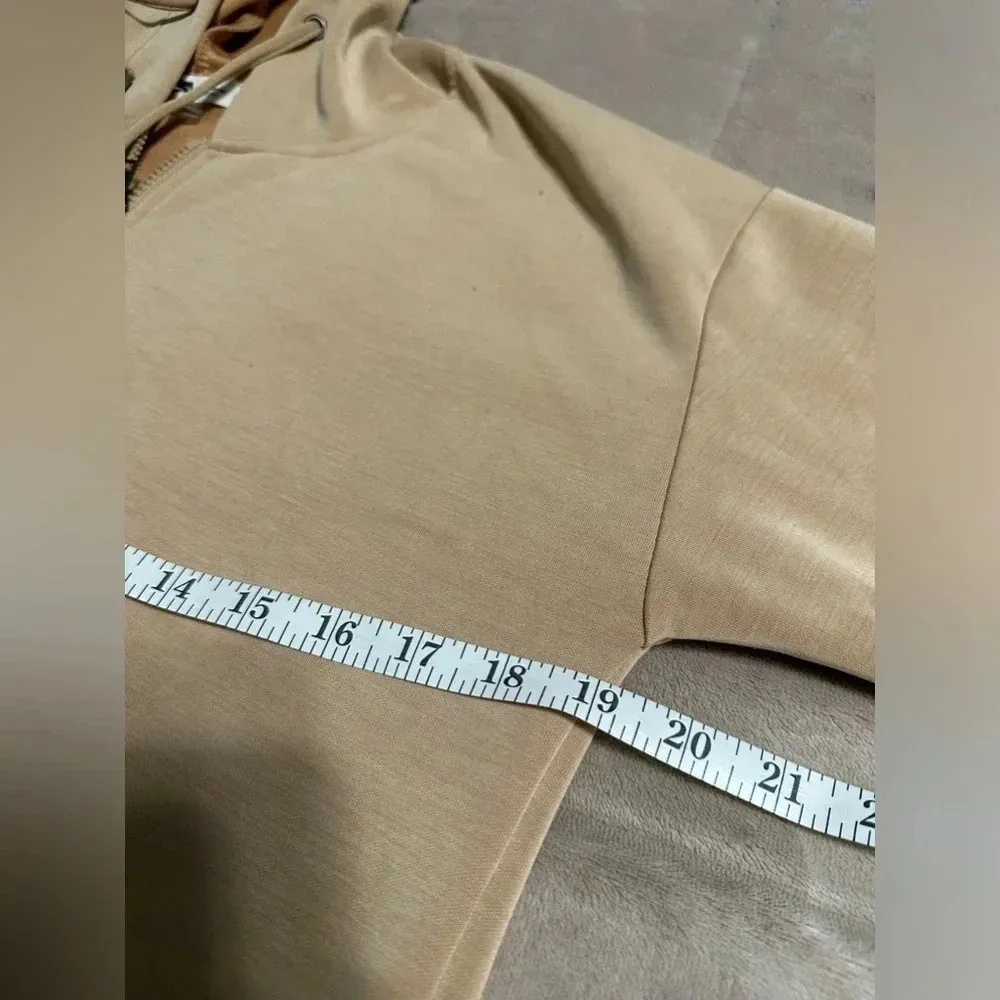 Cable & Gauge Sport Pullover Hoodie Size XS Soft Tan Studio Women Quarter Zip - Image 4