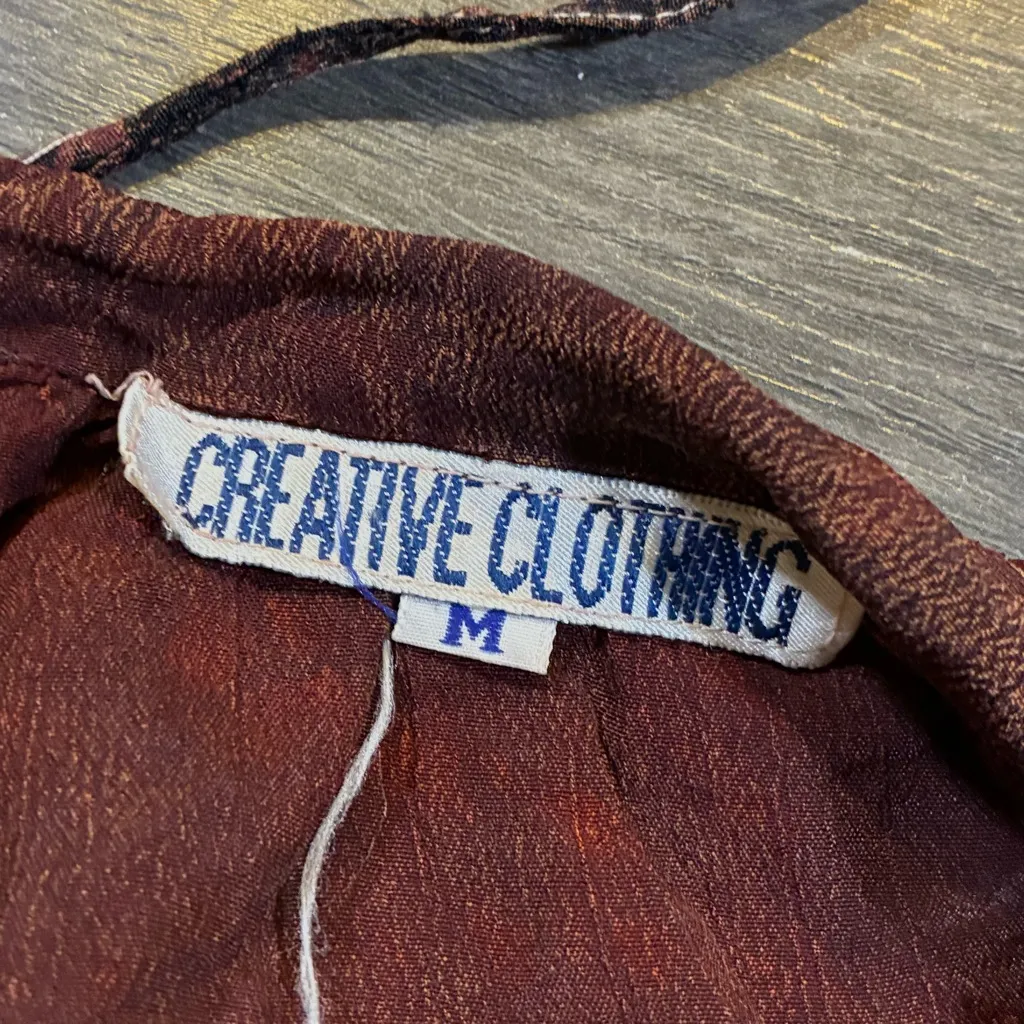 Vintage Creative Clothing Maroon Dark Red Patchwork Skirt Size Medium - Image 3