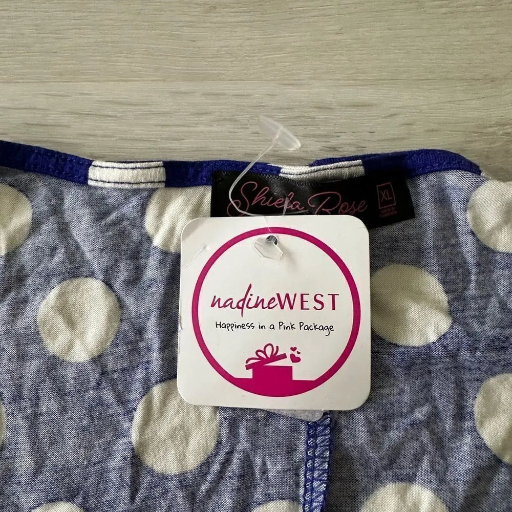 Sheila Rose Polka Dot Rayon Tank Royal Blue/White XL NWT Blue - Image 2