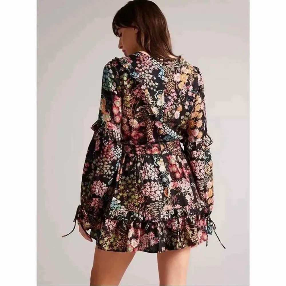 Ted Baker Hendria Ruffle Trim Mini Dress Size 1 US 4 Dark Floral - Image 2
