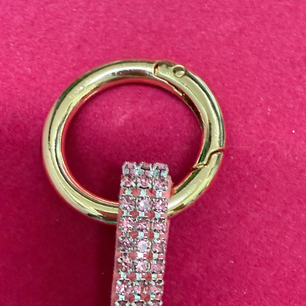 Pink initial R rhinestone Keychain purse Accessory NIP - Image 2