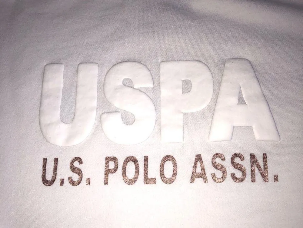 USPA Boxy Cropped Sweatshirt White XL Copper Long Sleeve - Image 2