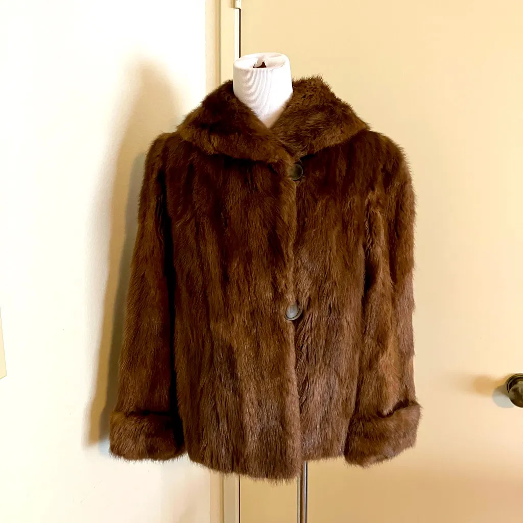 Mink Fur Coat size 8 Brown - Image 10