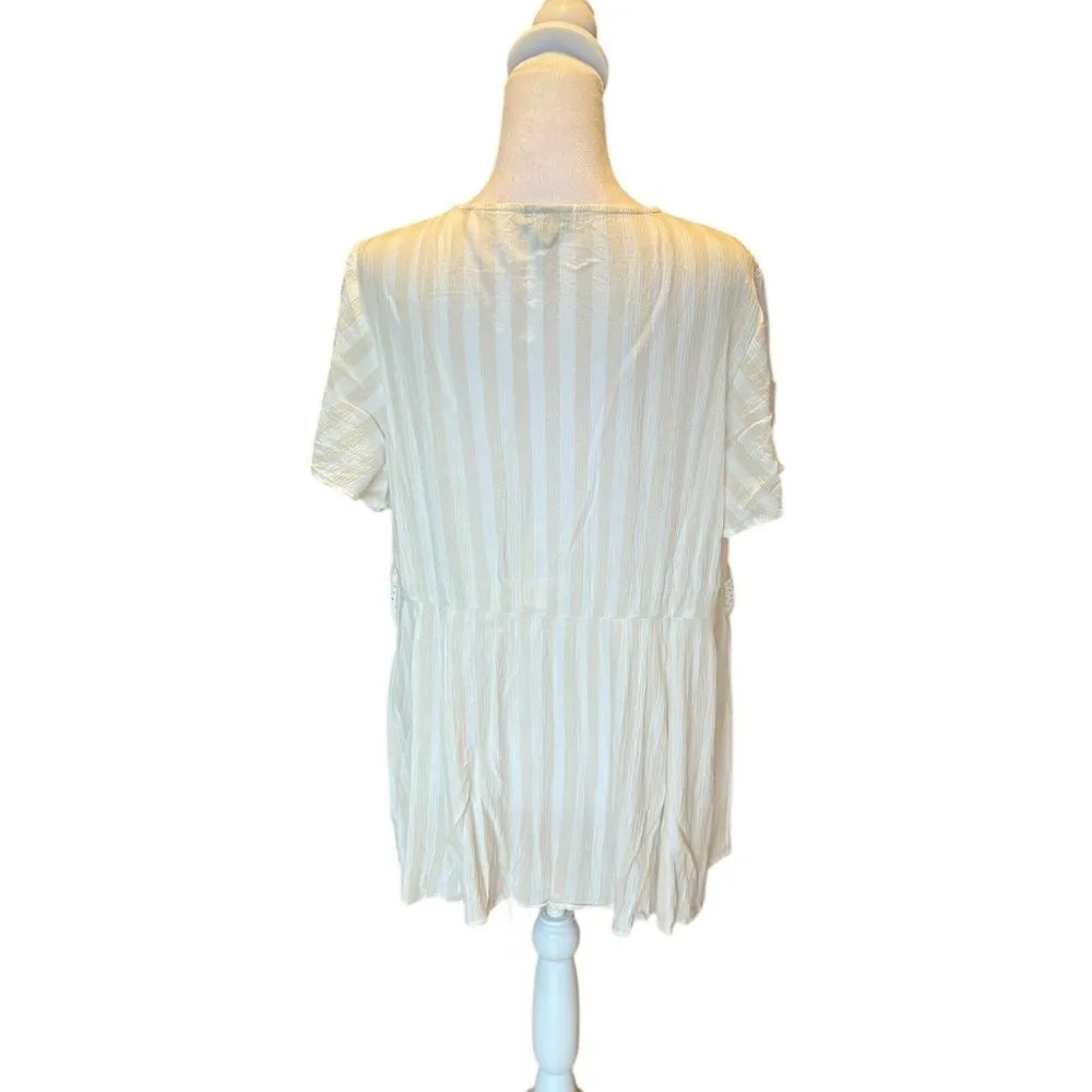 Torrid Babydoll Crinkle Gauze Crochet Inset Lace Up Top Womens 2X - Image 5