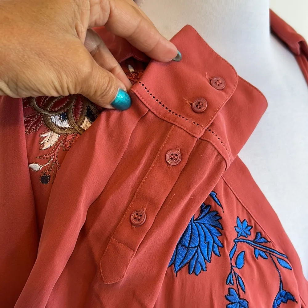 Haute Hippie Silk Embroidered Tunic Blouse - Image 7