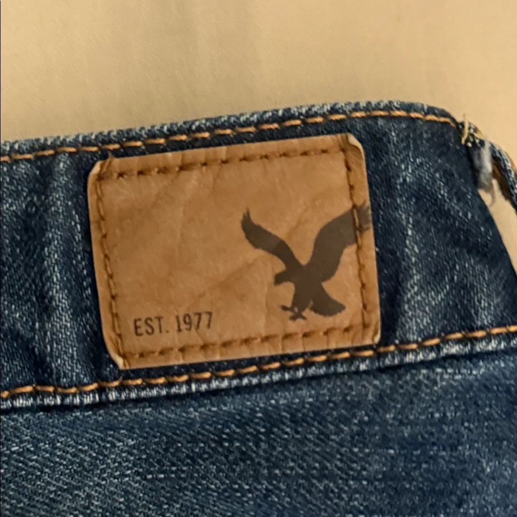 American Eagle Outfitters Distressed Dark Blue Jean Shorts - Image 5