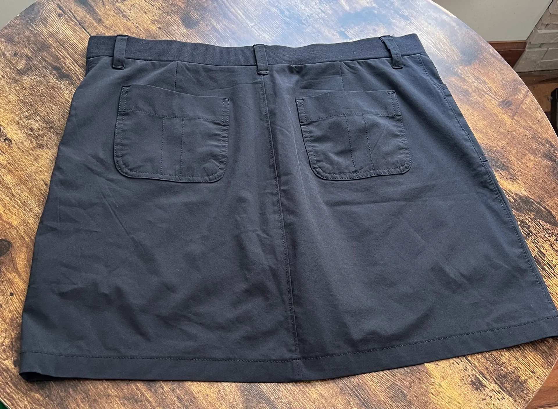 | on-the-go ladies skort SIZE: XL  COLORS: black  SIZE: XL  MATERIALS: Polyester  LENGTH: 17”  WAIST: 18”   , on-the-go ladies black skort, built in shorts. Stretchy waist. Faux button fly. Belt loops. 2- front, side pockets, 2- back pockets.  The size tag has been removed but it’s my skort, it’s a size XL.   Good, used condition.   #skort #skirt #tennisskirt #tennisskirtcore #shorts #miniskirt #lady #ladies #women #womens #woman #womans #girls #girl #junior #blackskort - Image 5