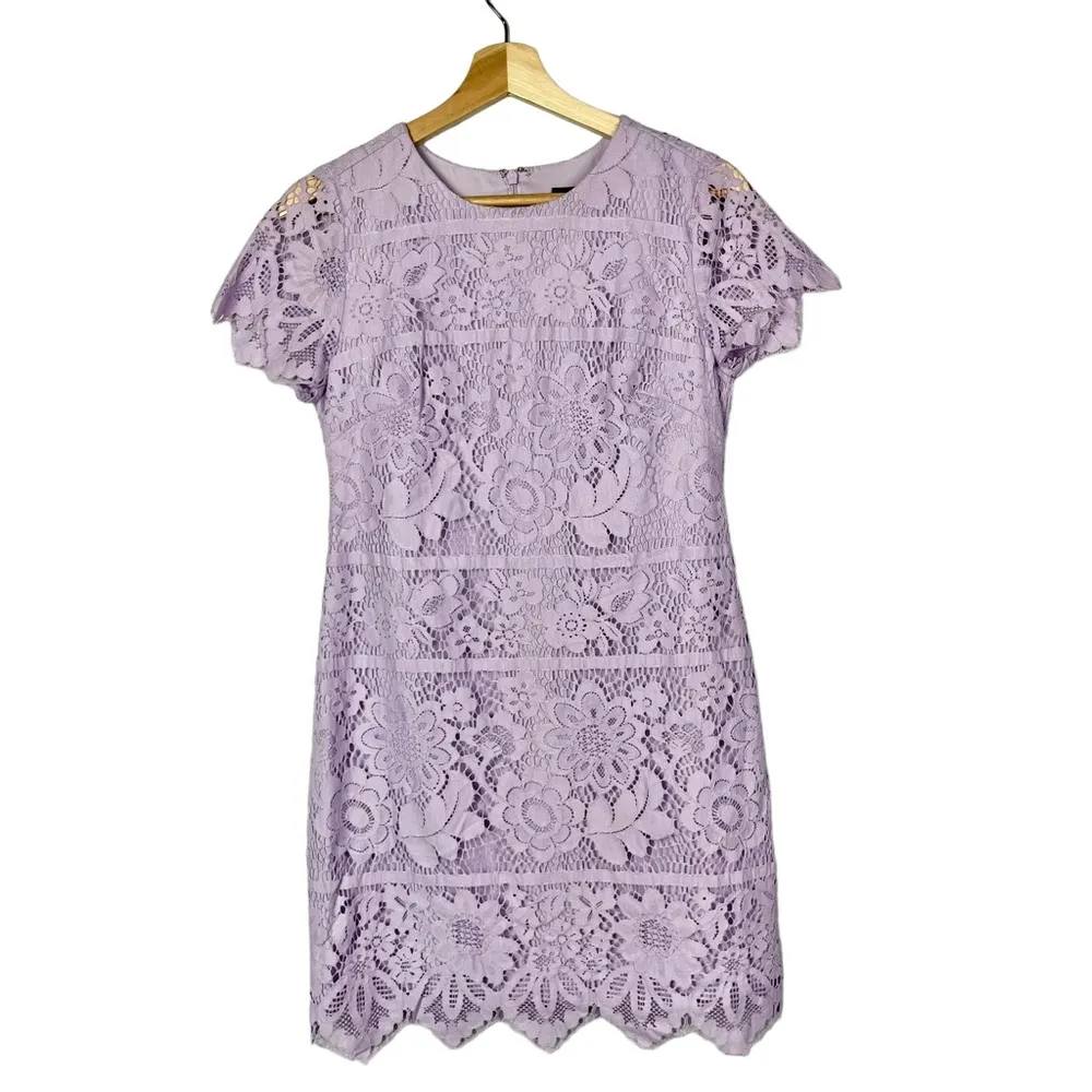 Vince Camuto Light Lilac Purple Lace Short Sleeve Mini Dress 0 - Image 10