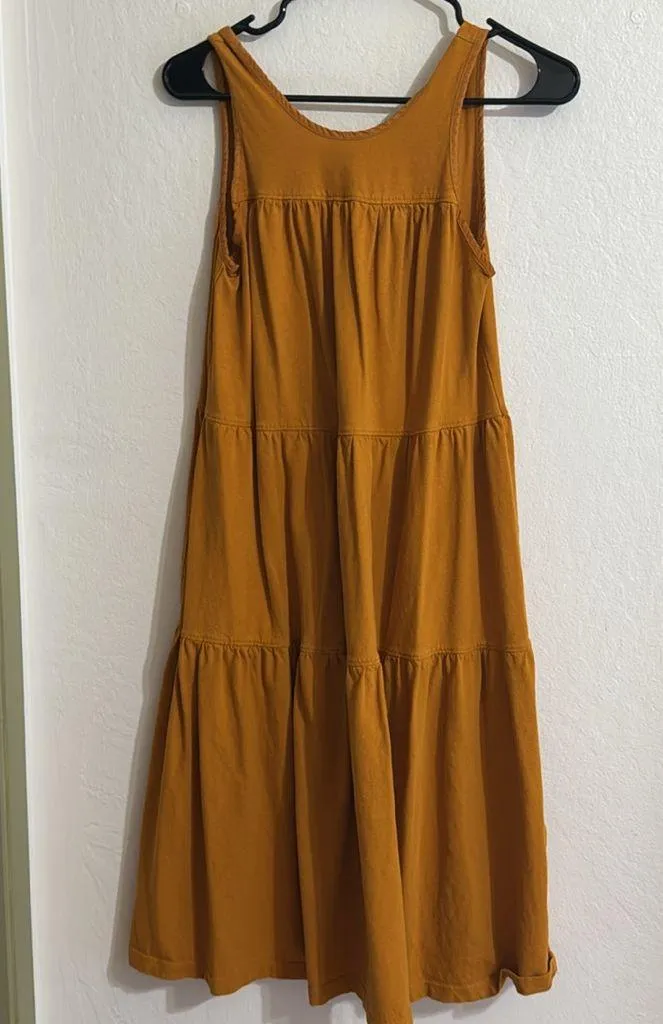 Everlane The Weekend Tiered Midi Dress in Mustard Yellow - Image 4