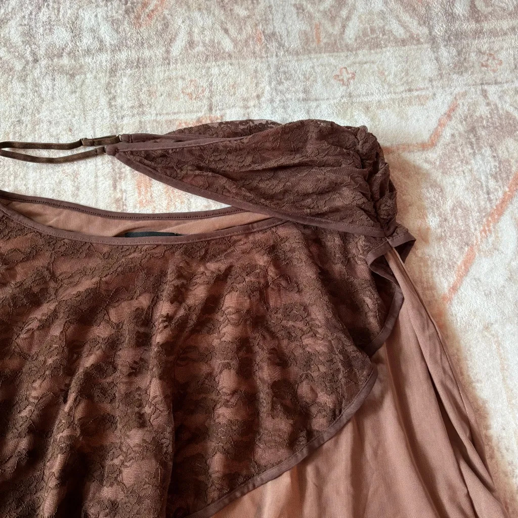 Tiger Mist Brown Lacey Cutout Skirt - Image 5