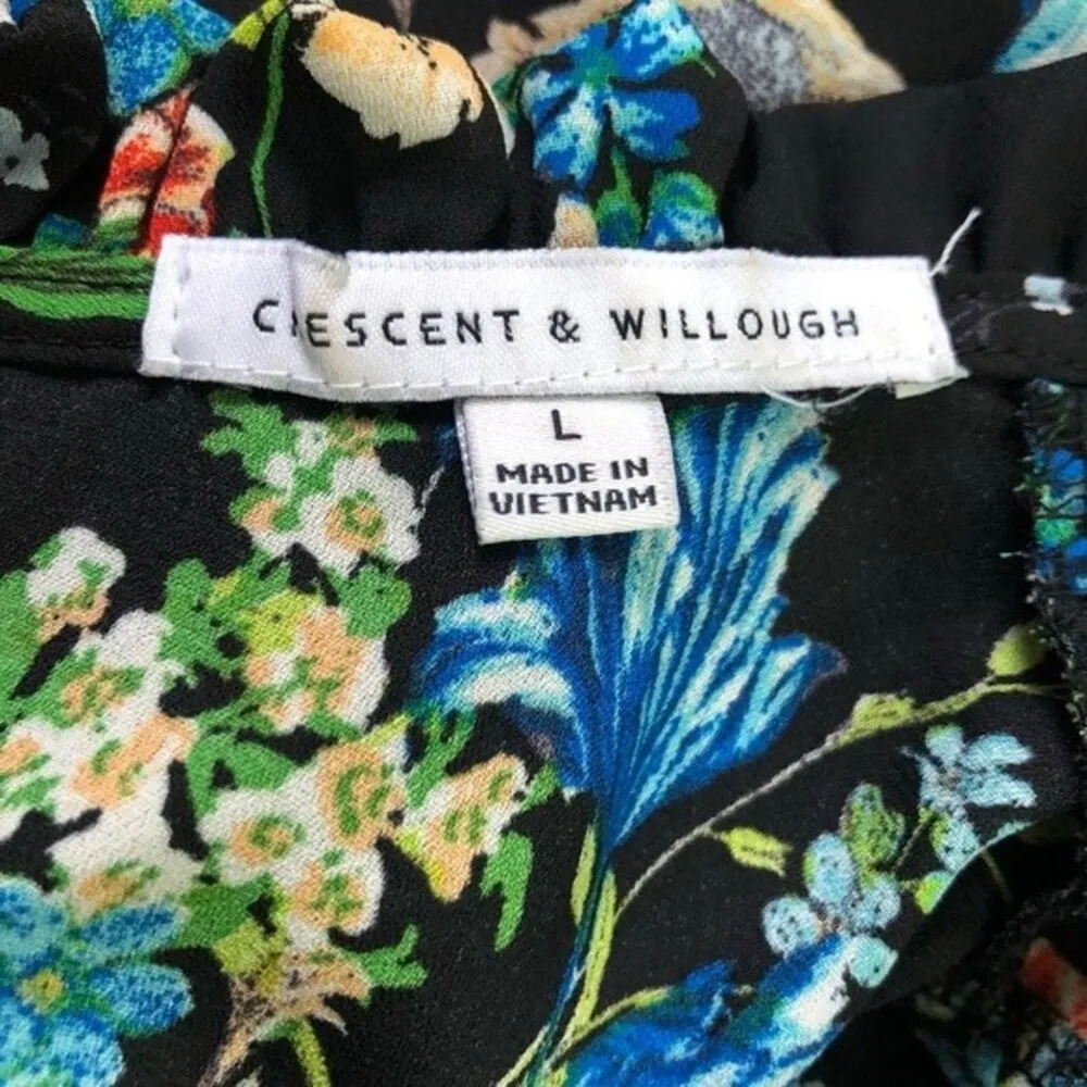 Crescent & Willough Floral High Neck Frilly Blouse - Image 6