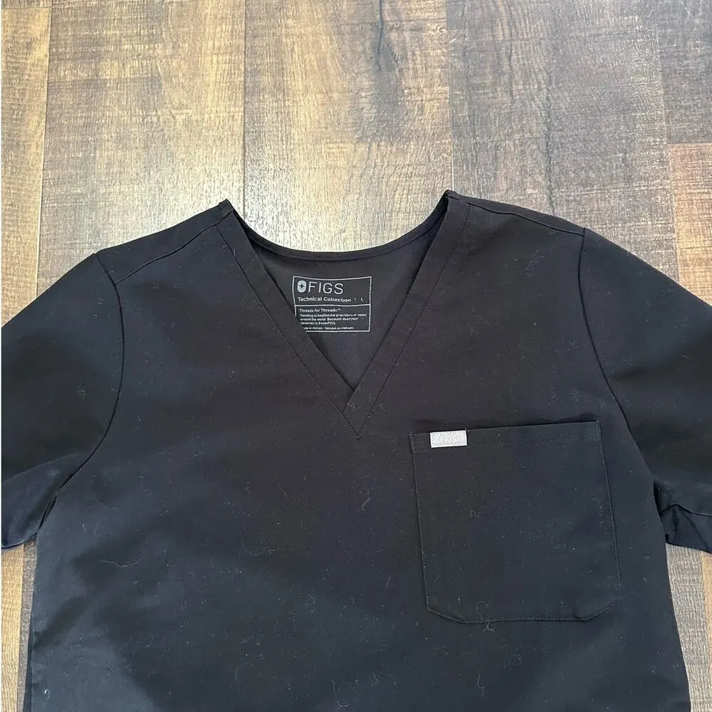 Figs Black Catarina One-Pocket Scrub Top Size Large - Image 2