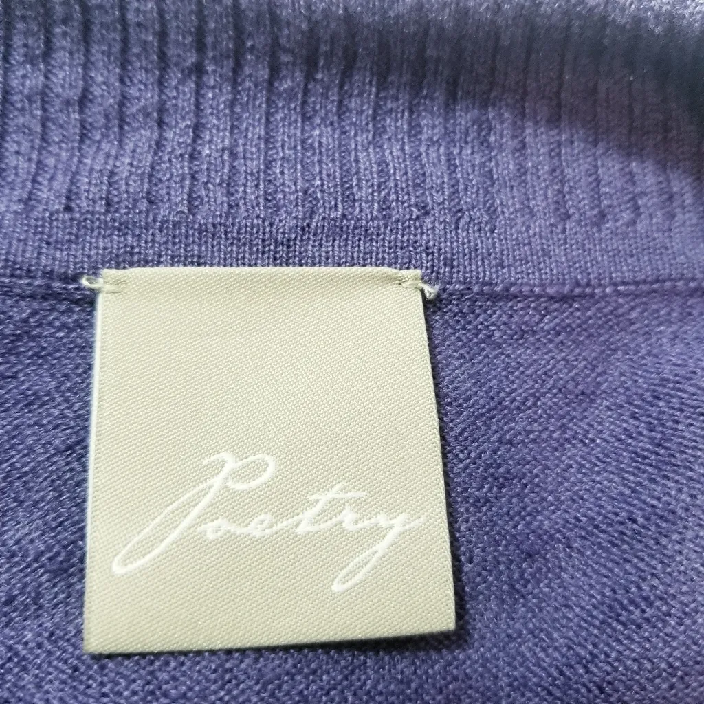 Poetry Linen Cotton Purple Knit Midi Dress with Button Detail Collared - Image 3