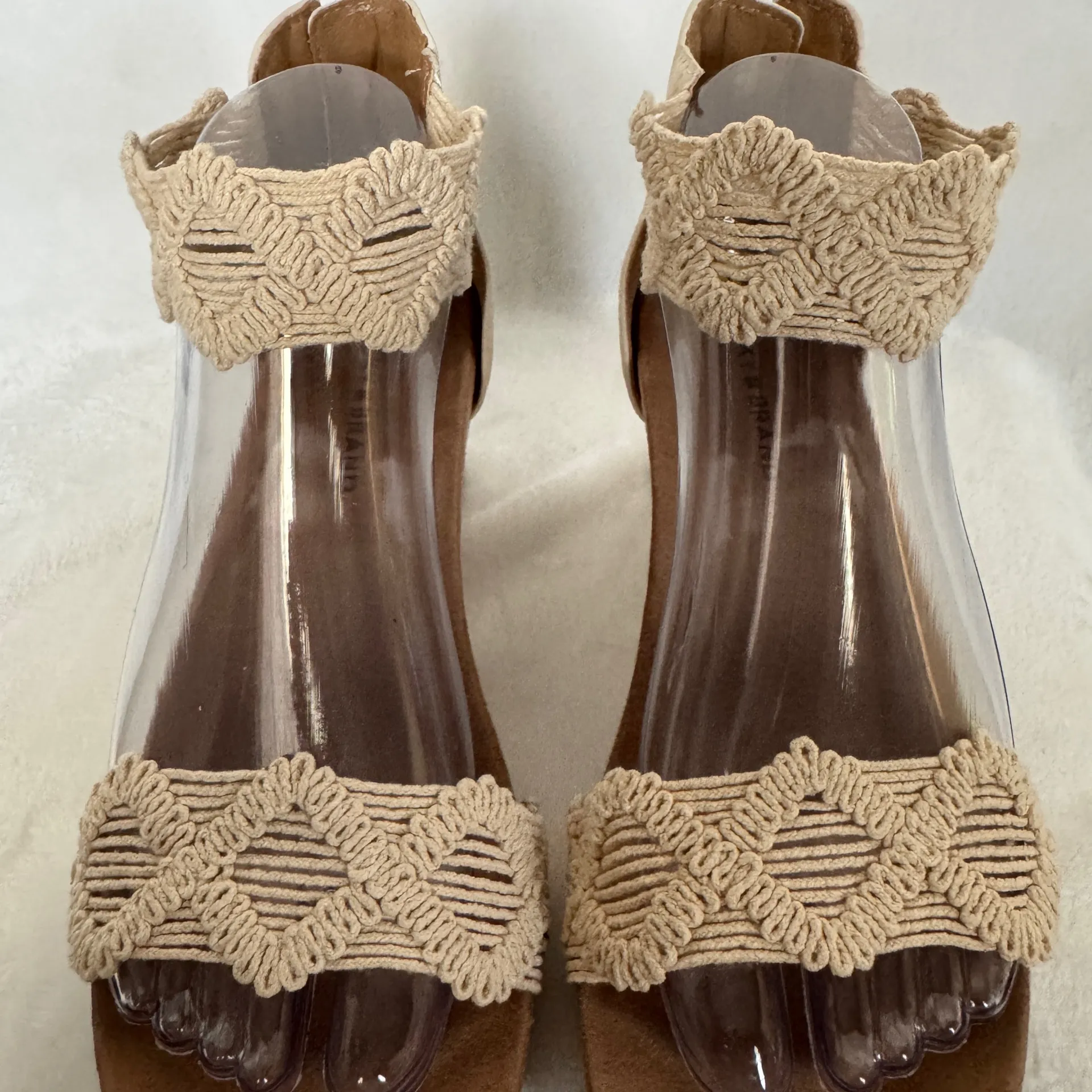  Lucky Brand Wedge Sandals Shoe Kaydyn Crochet Ankle Strap Zip Cork Sole Shoes 9M - Image 3