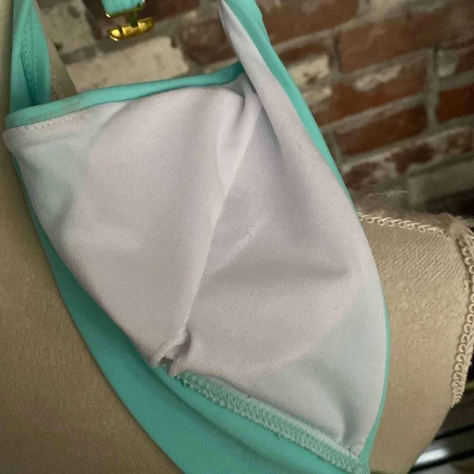 Light Blue V Neck Padded Bikini Top Size XS - Image 6